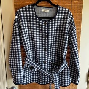 Madewell Navy Gingham Button Down jacket